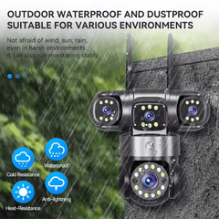 LX Triple-Lens Security Camera – 360° Smart Surveillance with Night Vision