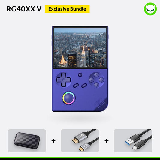 Anbernic RG40XX V Handheld Game Console【Buy 1 Get 1 4K HDMI Cable+1 Fancy Case+1 Type-C Cable】4.0-Inch IPS Screen 640:480 Linux 64-Bit Quad-Core ARM Cortex-A53 3200Mah 5G Wifi Bluetooth HDMI Output Ready to Play Gift Package
