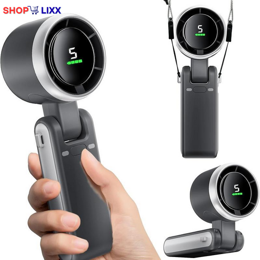 Portable Handheld Turbo Fan, 5 Gear Wind,4000Mah Battery Operated, up to 10 Working Hours, 3 in 1 Hand Fan Rechargeable with Air Turbo Tech Cooling Fan for Outdoor Activities, Travel, Working Summer Travel Must-Haves