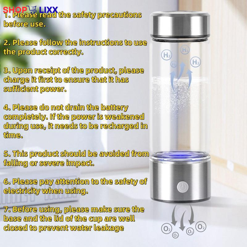 Hydrogen Water Bottle, USB Rechargeable Hydrogen Water Generator, Water Ionizer Machine, Drinking Supplies for Home, Office, Travel