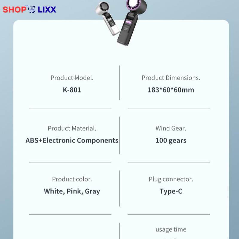 Portableairconditioner"3-In-1 Ice Cooling Portable Fan - USB Rechargeable, 10H Runtime, 100 Speeds with Ice Pad for Instant Chill, Ultra Quiet For