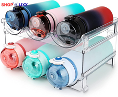 Water Bottle Organizer for Cabinet, Water Bottle Storage Organizer, 2 Packs Water Bottle Storage Rack, Water Bottle Holder for Cabinet, Stackable Water Bottle Storage Rack